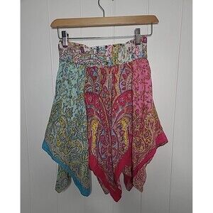 Mimi & Maggie Shark Hem Handkerchief Boho Hippie Floral Skirt Girls Sz 5 Cotton